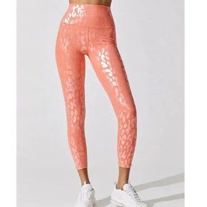 NEW Carbon38 Women's Leopard Pink Orange Print Activewear Yoga Leggings NWOT XS